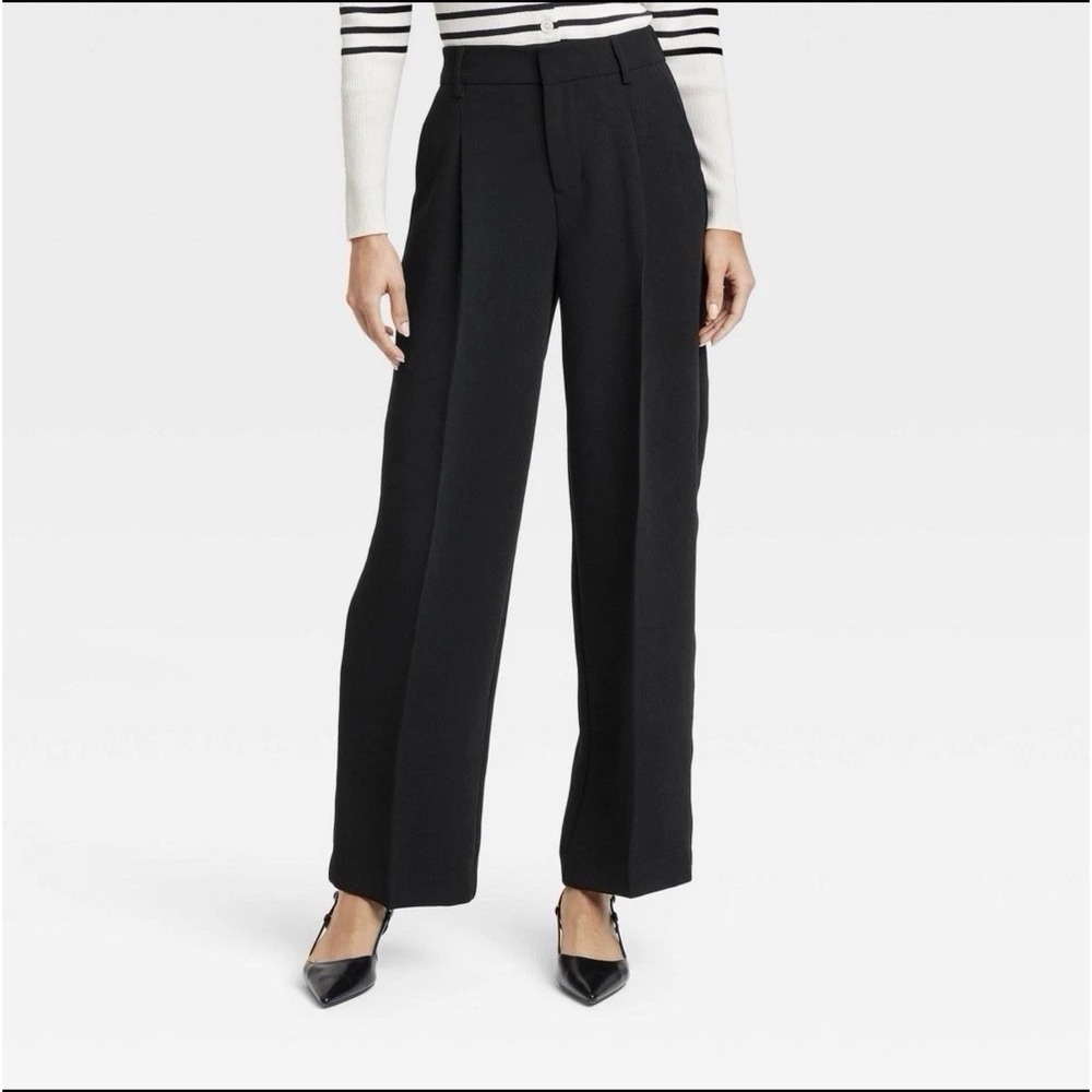 Women's Black Signature Crepe Essential Trouser - A New Day Size 8 LONG - NEW